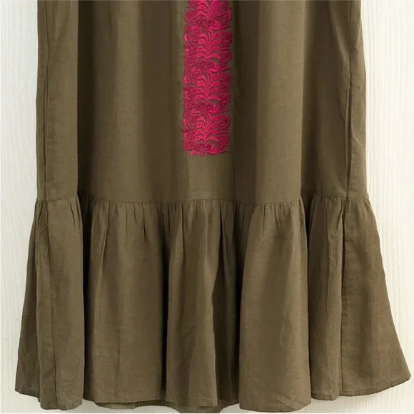 J. Marie Oaxaca Embroidered Floral
Olive Green Pink Ruffle Mini Dress Size M - Picture 4 of 11